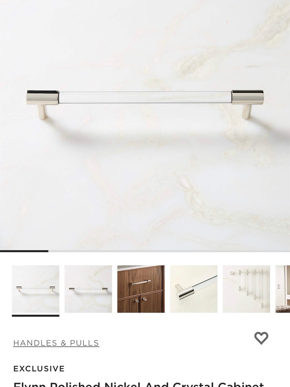 7 (seven) CB2 Flynn Polished Nickel And Crystal Cabinet Handles